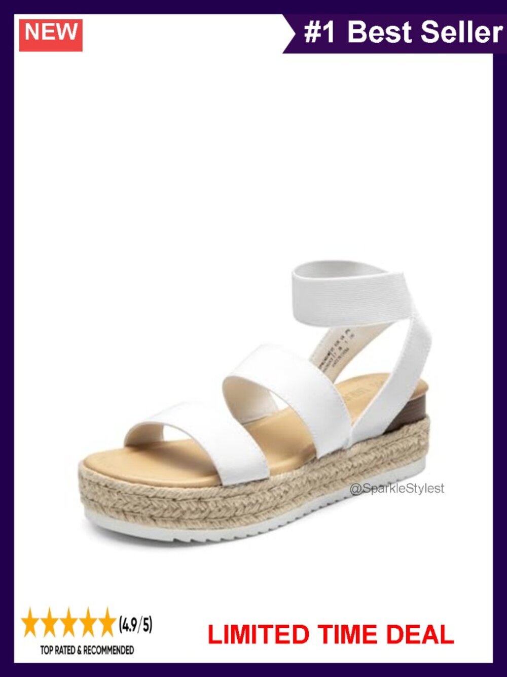 Strappy Espadrille Platform Wedge Sandals Stretchy Elastic Vegan Comfort